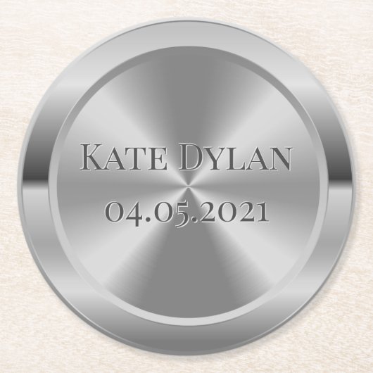 Benutzerdefinierter simulierter Silber-Papier-Unte Runder Pappuntersetzer (Vorderseite)