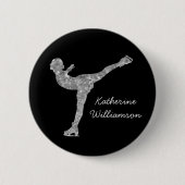 Benutzerdefinierter Skaten-Ice-Skaten-Silberschimm Button (Vorderseite)