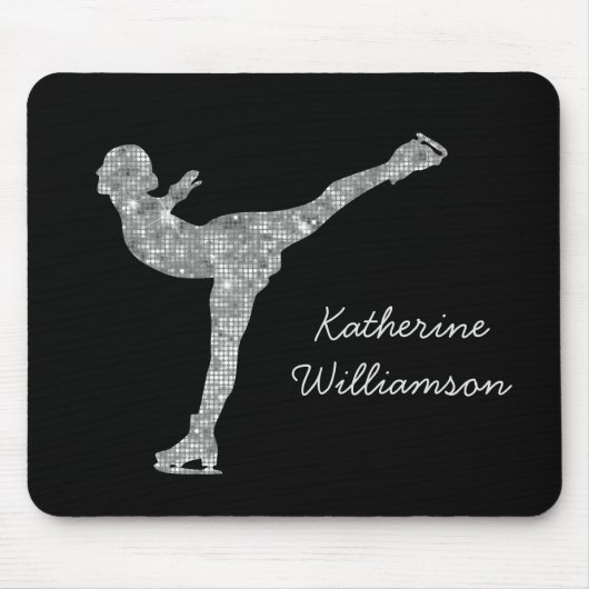 Benutzerdefinierter Skaten-Ice-Skaten-Silberschimm Mousepad (Vorne)