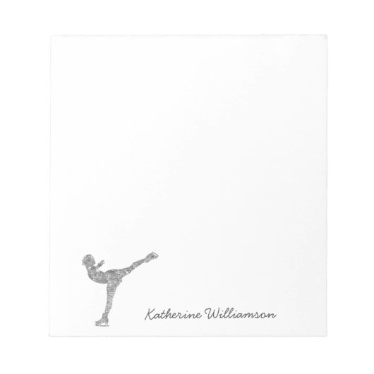 Benutzerdefinierter Skaten-Ice-Skaten-Silberschimm Notizblock (Vorderseite)