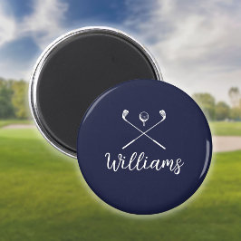 Benutzerdefinierter Skriptname Golfschläger Navy B Magnet