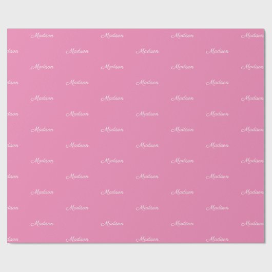 Benutzerdefinierter Skriptname Text pink weiß chis Geschenkpapier (Flach)