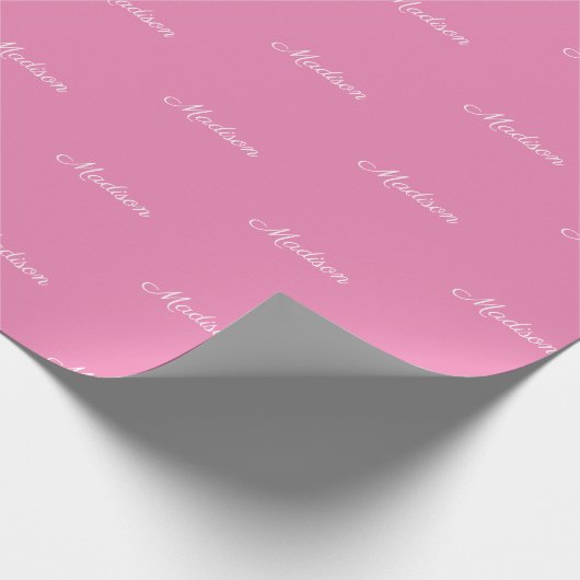 Benutzerdefinierter Skriptname Text pink weiß chis Geschenkpapier (Ecke)