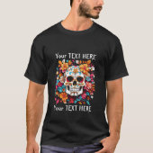 Benutzerdefinierter Skull und Blume Unisex T - Shi T-Shirt (Vorderseite)