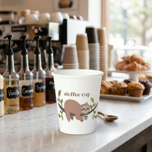 Benutzerdefinierter Sloffee Faultier-Papierbecher Pappbecher