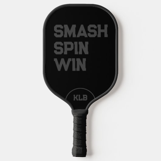 Benutzerdefinierter Smash, Spin, Win Black Monogra Pickleball Schläger (Rückseite)