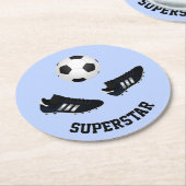 Benutzerdefinierter Soccer-Untersetzer mit blauem Runder Pappuntersetzer (Angewinkelt)