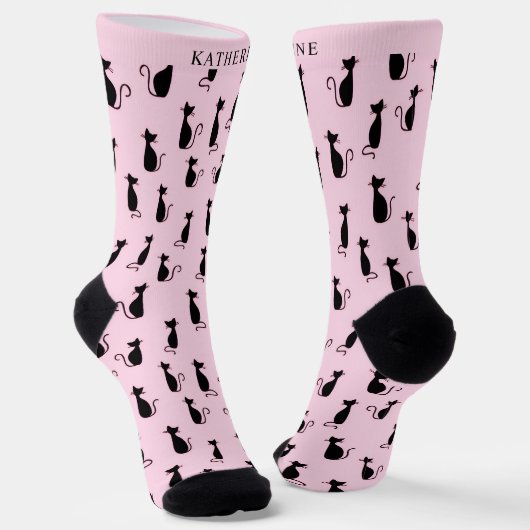 Benutzerdefinierter Soft-Pink-Hintergrund Schwarze Socken (Gewinkelt)