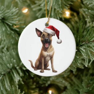 Benutzerdefinierter Spaß Belgischer Malinois Hund Keramik Ornament