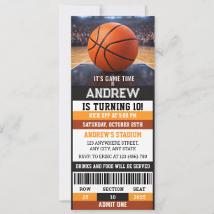 Benutzerdefinierter Sport Basketball-Ticket Geburt Einladung