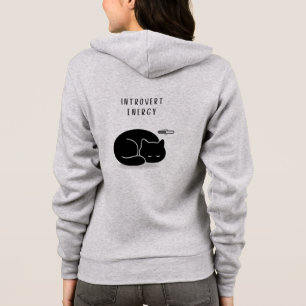 Benutzerdefinierter Spruch Schwarze Katze Introver Hoodie