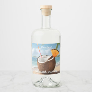 Benutzerdefinierter Standort Coco Loco Alkoholflaschenetikett