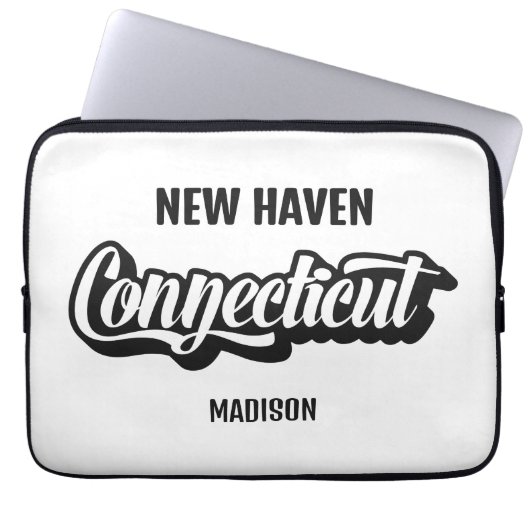 Benutzerdefinierter Standort & Name Connecticut Laptopschutzhülle (Vorderseite)