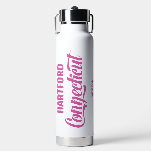 Benutzerdefinierter Standort & Name Connecticut Trinkflasche (Vorderseite)