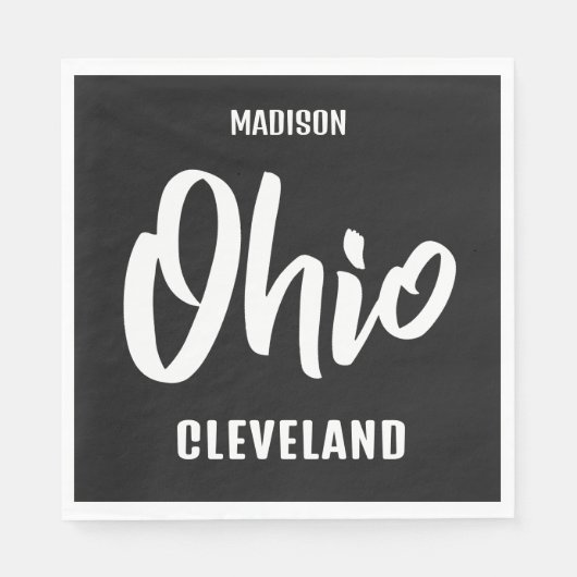 Benutzerdefinierter Standort, Name & Farbe Ohio Serviette (Vorderseite)