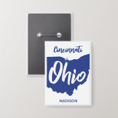 Benutzerdefinierter Standort & Name Ohio Button (Vorderseite/Rückseite)