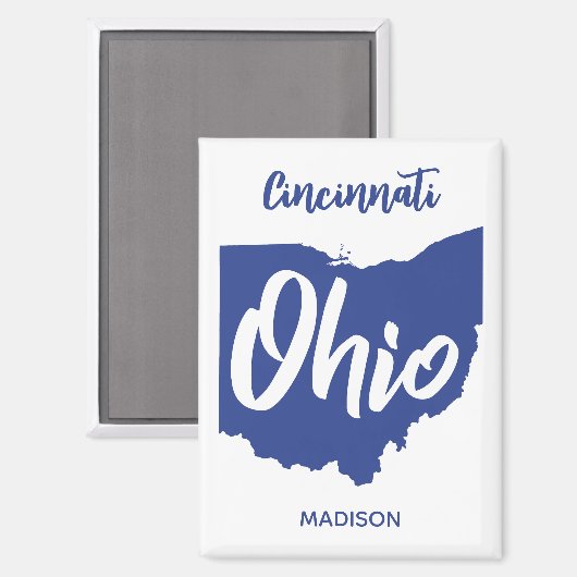 Benutzerdefinierter Standort & Name Ohio Magnet (Vorderseite/Rückseite)