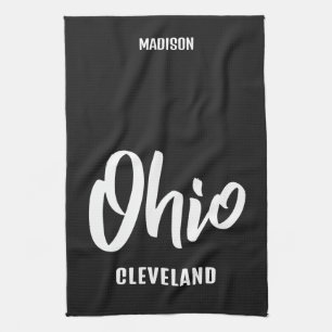Benutzerdefinierter Standort, Name und Farbe Ohio Geschirrtuch