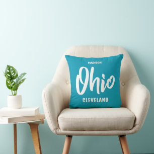 Benutzerdefinierter Standort, Name und Farbe Ohio Kissen