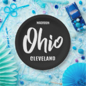 Benutzerdefinierter Standort, Name und Farbe Ohio Pappteller (Party)