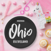 Benutzerdefinierter Standort, Name und Farbe Ohio Pappteller (Party)