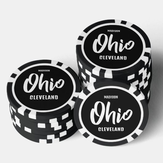 Benutzerdefinierter Standort, Name und Farbe Ohio Pokerchips (Stapel)