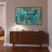 Benutzerdefinierter Standort Signieren Aquamarin/b Poster