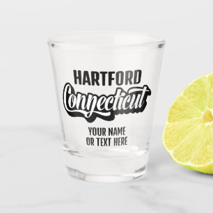 Benutzerdefinierter Standort & Text Connecticut Schnapsglas