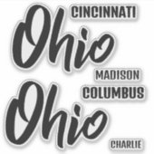 Benutzerdefinierter Standort & Text Ohio Aufkleber (Vorderseite)