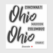 Benutzerdefinierter Standort & Text Ohio Aufkleber (Blatt)