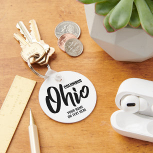 Benutzerdefinierter Standort & Text Ohio Schlüsselanhänger