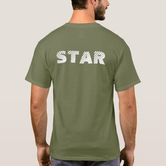 Benutzerdefinierter Star-Text-Ermüdung Grüner T -  T-Shirt (Rückseite)