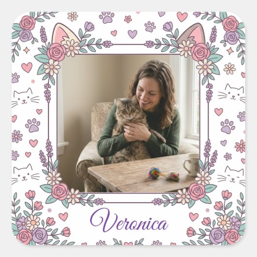 Benutzerdefinierter Sticker mit Katze-Mama-Foto & (Vorderseite)