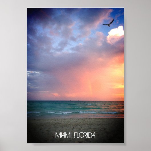 Benutzerdefinierter Strand Sonnenuntergang MIAMI B Poster (Vorne)