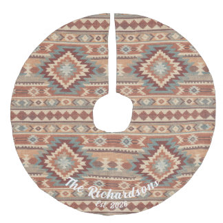 Benutzerdefinierter südwestlicher Kilim-Ikat-Teppi Leinenimitat Weihnachtsbaumdecke