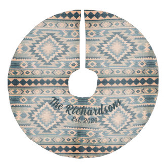 Benutzerdefinierter südwestlicher Kilim-Ikat-Teppi Leinenimitat Weihnachtsbaumdecke