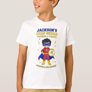 Benutzerdefinierter Superhelden-Junge 4. Geburtsta T-Shirt
