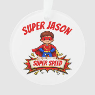 Benutzerdefinierter Superheldenname für Kinder Ornament