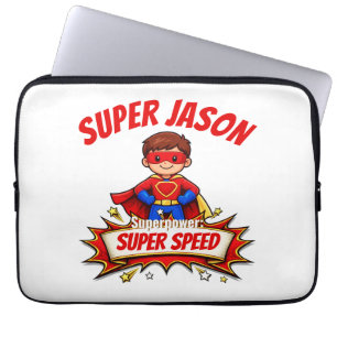 Benutzerdefinierter Superheldenname und Superkraft Laptopschutzhülle