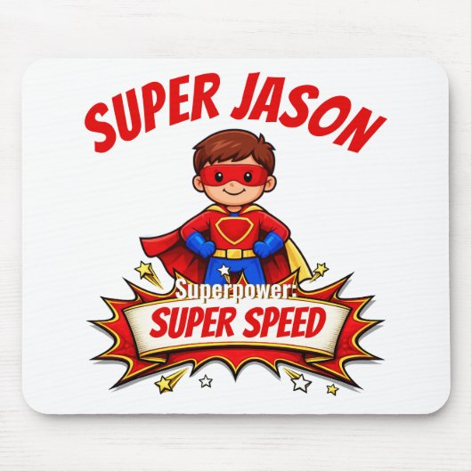 Benutzerdefinierter Superheldenname und Superkraft Mousepad (Vorne)