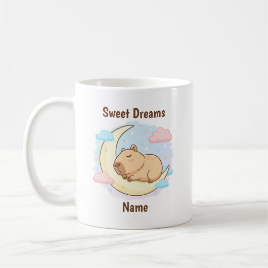 Benutzerdefinierter Süße Träume Capybara Becher Kaffeetasse (Links)