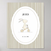 Benutzerdefinierter Süßer Hase-Nursery-Name-Datum- Poster (Vorne)