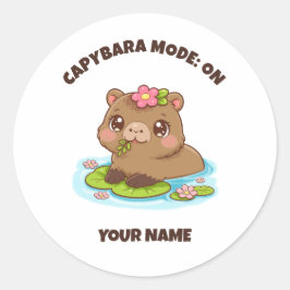 Benutzerdefinierter süßer Kawaii-Capybara-Modus Runder Aufkleber