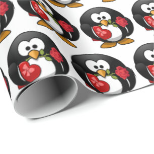 Benutzerdefinierter Süßer Lustiger Cartoon Pinguin Geschenkpapier