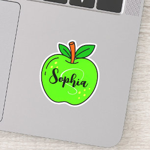 Benutzerdefinierter süßer Name & Monogramm Grüne Aufkleber
