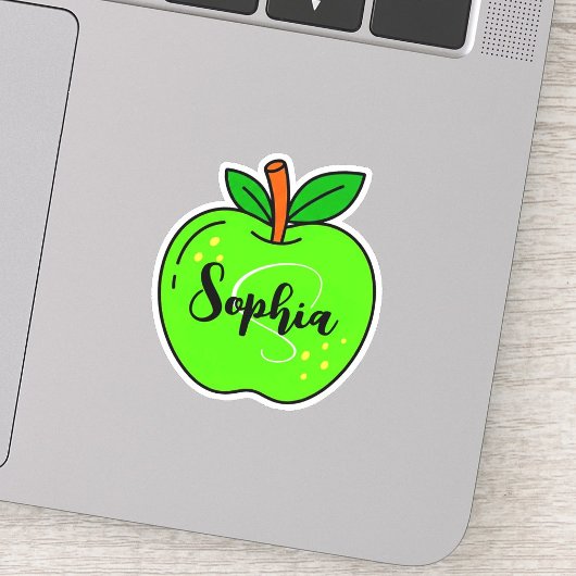 Benutzerdefinierter süßer Name & Monogramm | Grüne Aufkleber