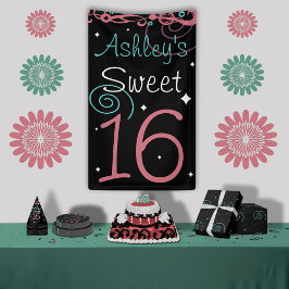 Benutzerdefinierter Sweet 16 Foto Hintergrund Banner