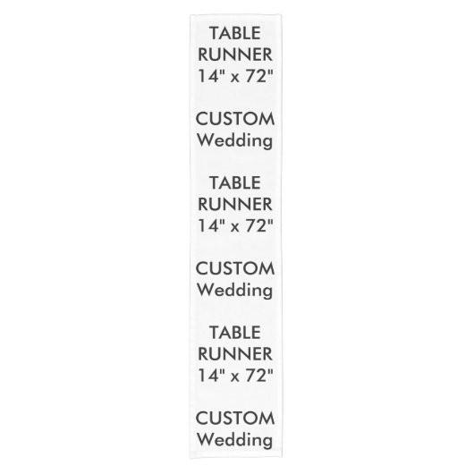 Benutzerdefinierter Tabellenrunner 14" x 72" Kurzer Tischläufer (Vorderseite)