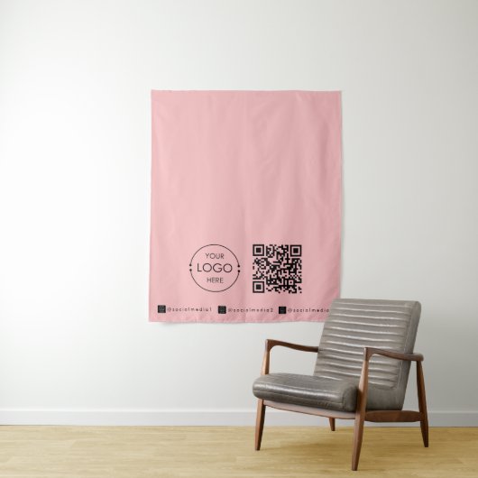 Benutzerdefinierter Table Runner-Banner rosa QR-Co Wandteppich (Beispiel)