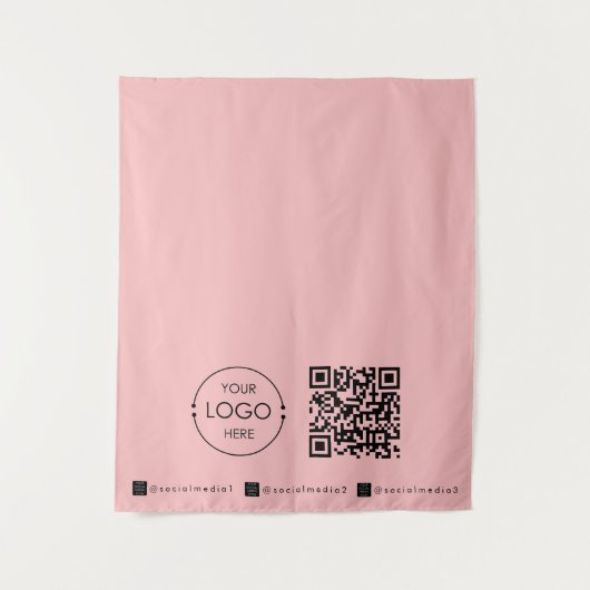 Benutzerdefinierter Table Runner-Banner rosa QR-Co Wandteppich (Vorderseite)
